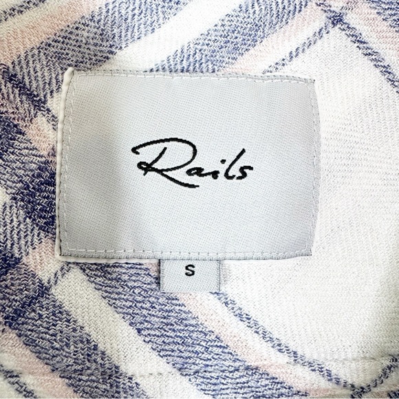 Rails Hunter White Blush Blue Patriot Plaid Button Down Flannel Shirt Size S - Picture 12 of 14
